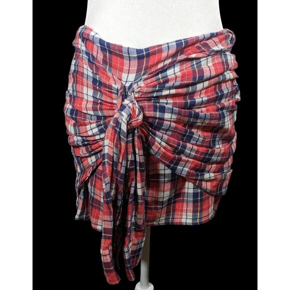 Gant Rugger Grunge 90s Style Plaid Faux Flannel Shirt Tie Skirt - Picture 1 of 7